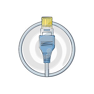Network Cable Connector in a Circular Frame for Data Transmission