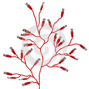 Network cable in the form of a branching tree photo