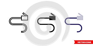 Network cable icon of 3 types color, black and white, outline. Isolated vector sign symbol