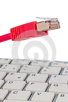 Network cable on keyboard