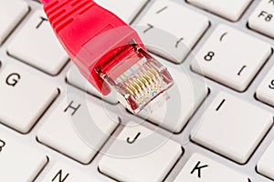 Network cable on keyboard