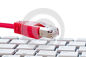 Network cable on keyboard