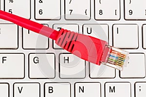 Network cable on keyboard