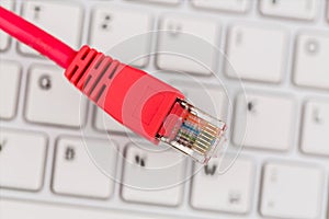 Network cable on keyboard