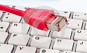 Network cable on keyboard