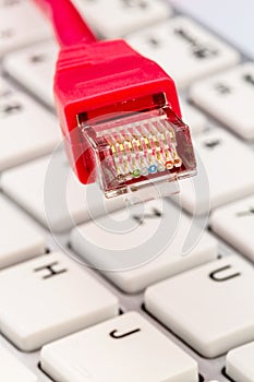Network cable on keyboard