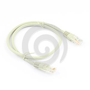 Network cable Patch cord on white background