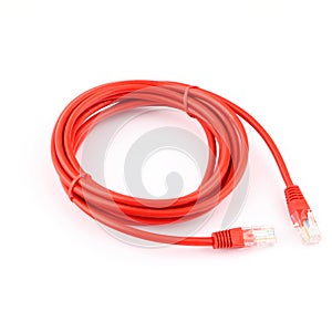 Network cable Patch cord on white background