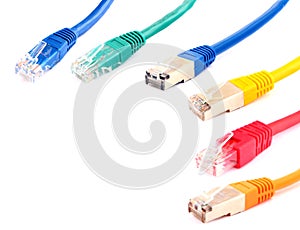 Network cable Patch cord on white background