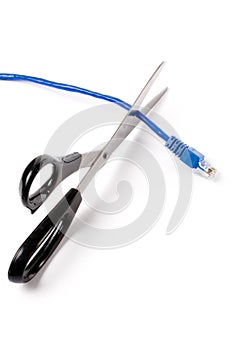 Network cable with scissors