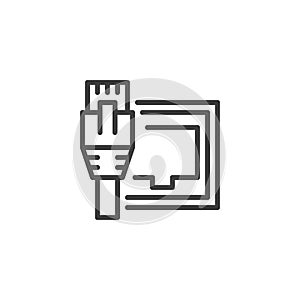Network Cable and Socket line icon