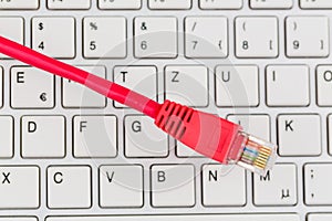 Network cable to keyboard