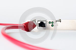 Network cable on white background