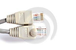 Network cable on white background