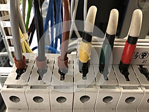 Network cables connected to data center server