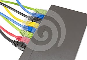 Network cables connected to router