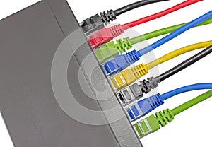 Network cables connected to router