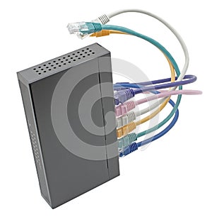 Network cables connected to router