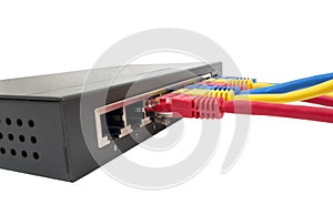 Network cables connected to router