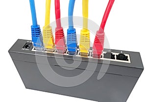 Network cables connected to router