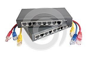 Network cables connected to router