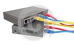 Network cables connected to router