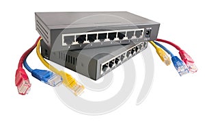 Network cables connected to router