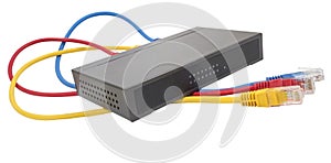 Network cables connected to router