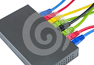 Network cables connected to router