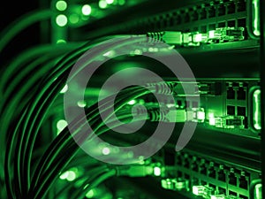 Network cables in server rack