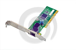 Network card for desktop computers isolate on a white background close-up