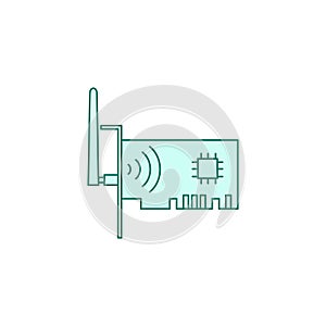 Network Card icon filled outline or line style vector illustration