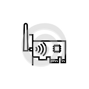 Network Card icon outline or line style vector illustration