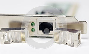 Network card and network cable cable plug