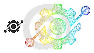Network Clever Machine Web Mesh Icon with Spectrum Gradient