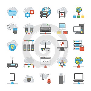 Network and Cloud Computing Icons Vector