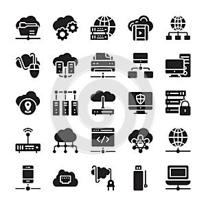 Network and Cloud Computing Icons Vector