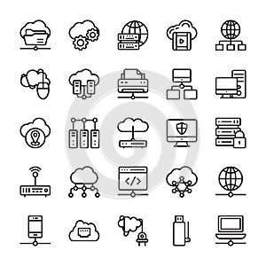 Network and Cloud Computing Icons Vector