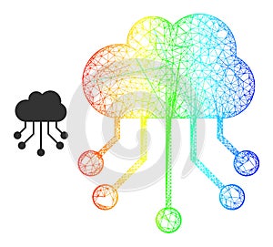 Network Cloud Links Web Mesh Icon with Spectrum Gradient