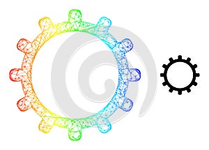 Network Cog Web Mesh Icon with Rainbow Gradient