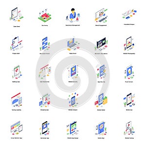 Network and Communication Isometric Illustrations Pack