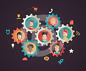Network communication - modern flat design business infographics illustration