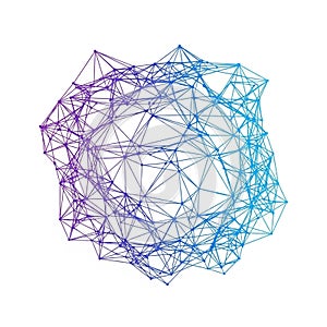 Network composed of interconnected lines forming a spherical