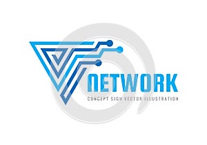 Network - concept business logo template vector illustration. Abstract lines creative sign. Modern computer technology symbol.