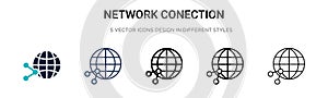 Network conection icon in filled, thin line, outline and stroke style. Vector illustration of two colored and black network