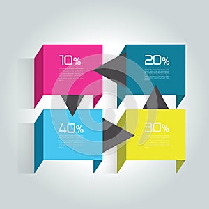 Network connected infographic. 4 step design.