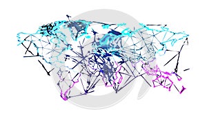 Network Connected World Map Data Illustration, vector design Generative AI
