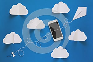 Network connection and cloud storage technology concept. Data communications and cloud computing network concept.