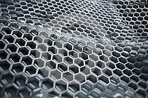 Network connection concept silver honeycomb shiny background. Futuristic Abstract 3D Geometric Background Design Made