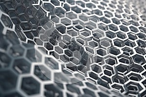 Network connection concept silver honeycomb shiny background. Futuristic Abstract 3D Geometric Background Design Made